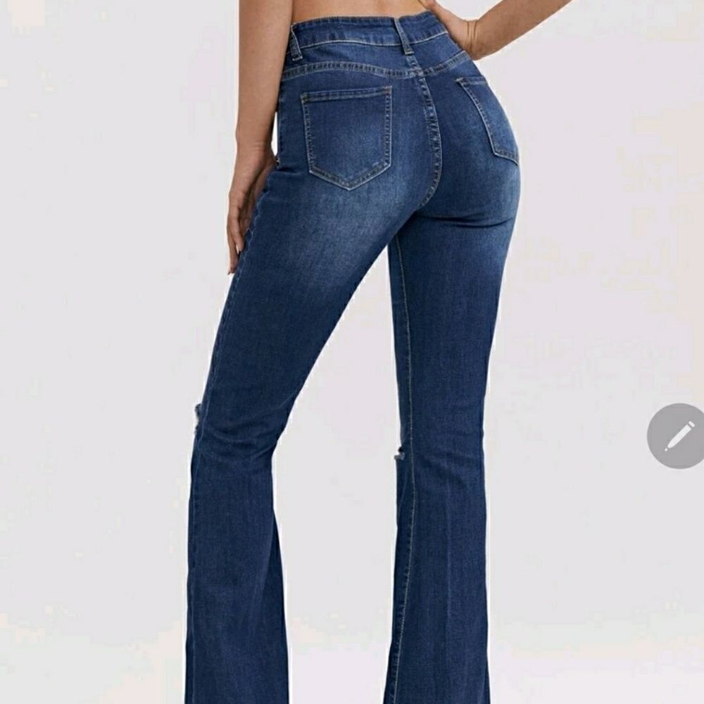 High Waist Ripped Detail Flare Leg - Picture 3 of 9